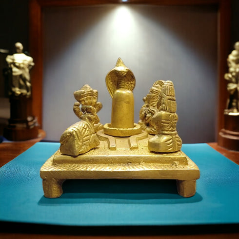 Tamas Brass Shiv Parivar with Shivling, Shri Kartikeya, Ganesh, Mata Parvati and Nandi Statue/Idol